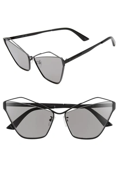 Shop Mcq By Alexander Mcqueen 61mm Cutout Cat Eye Sunglasses - Black/ Grey