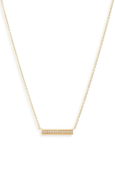 Shop Gorjana Nia Shimmer Bar Pendant Necklace In White/ Gold