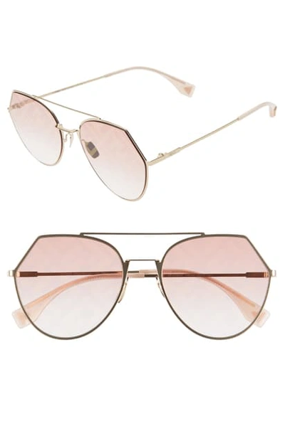 Shop Fendi Eyeline 55mm Sunglasses - Gold/ Graphic Pink