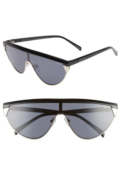 Shop Quay X Elle Ferguson Goldie 48mm Shield Sunglasses - Black/ Smoke