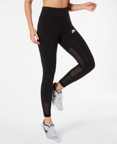 Shop Nike Sportswear Mesh-trimmed Leggings In Black