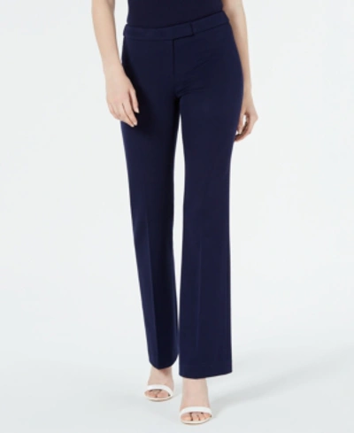 Shop Anne Klein Twill Flare-leg Pants In Eclipse