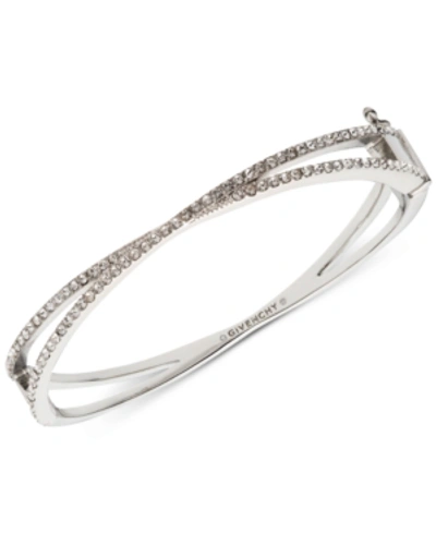 Shop Givenchy Silver-tone Criss-cross Crystal Bangle Bracelet In Gold