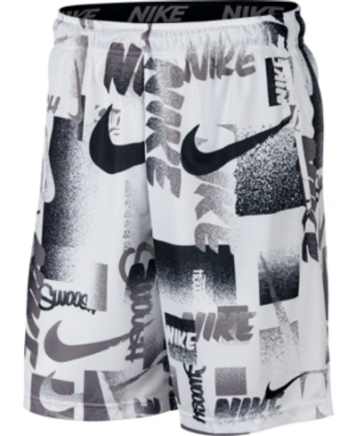 Shop Nike Men's Dri-fit Printed Training Shorts In White/black