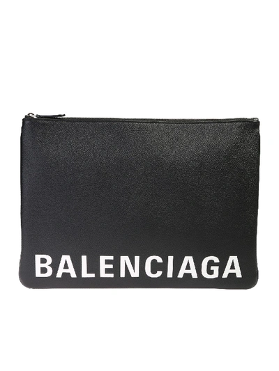 Shop Balenciaga Branded Pouch In Black
