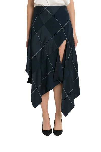 Shop Monse Argyle Asymmetrical Skirt In Blu