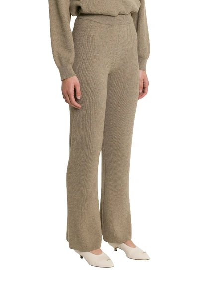 Shop Nanushka Leba High-waisted Ribbed Pants In Beige