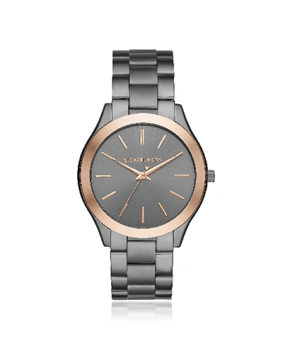 Shop Michael Kors Grey Slim Runway Mens Watch In Gunmetal