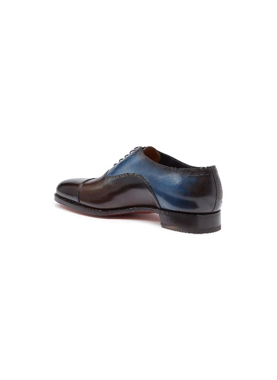 Shop Santoni Colourblock Leather Oxfords In Dark Brown / Blue