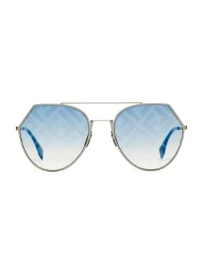 Shop Fendi Women's 55mm Notched Aviator Sunglasses In Light Blue