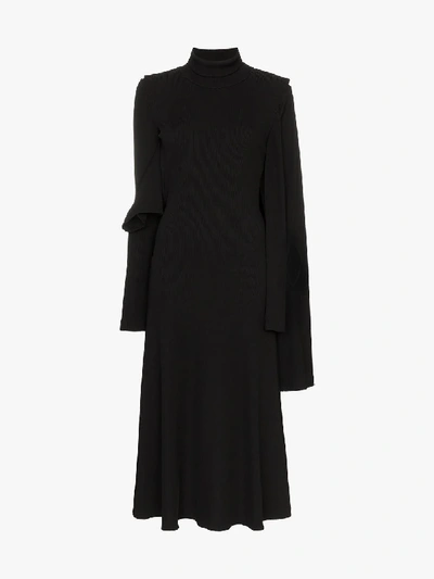 Shop Christopher Kane Black Long Sleeve Dress Midi Slit Sleeve