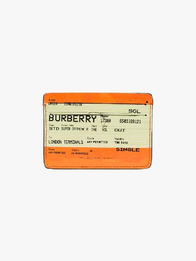 Shop Burberry Ticket Print Logo Cardholder In Orange