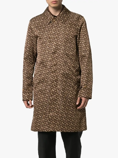 Shop Burberry Monogram Stripe Print Nylon Car Coat In Brown