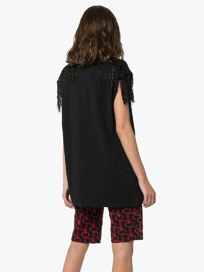 Shop Christopher Kane 'go To Bed With Me? Fringe T-shirt In Black