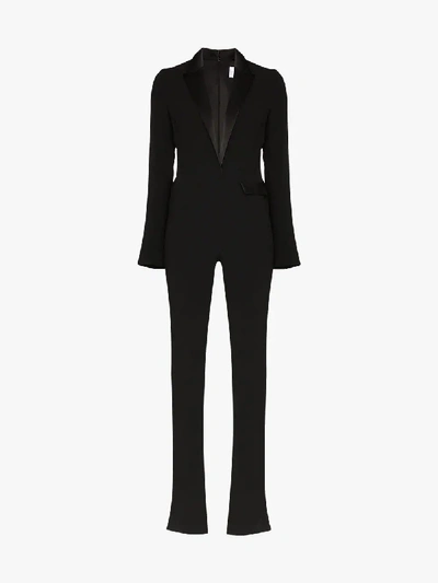 Shop Galvan Berlin Tuxedo Jumpsuit In Black