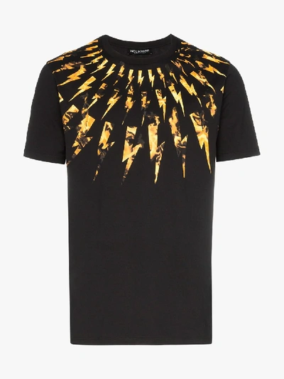 Shop Neil Barrett Fair-isle Flame Thunderbolt T-shirt In Black
