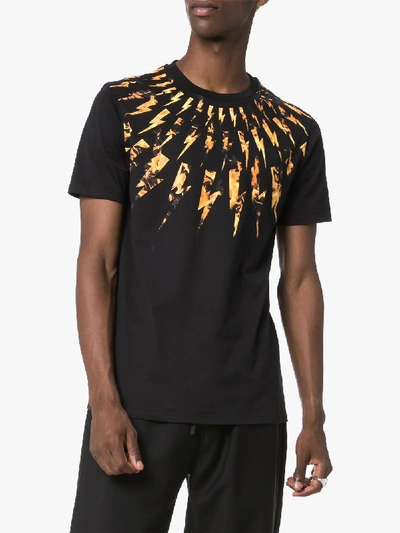 Shop Neil Barrett Fair-isle Flame Thunderbolt T-shirt In Black