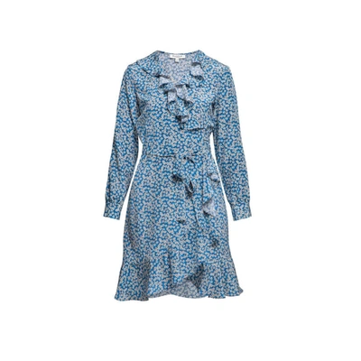Rumour London Abby Ruffled Silk Wrap Dress With Cherry Blossom Print In Wrap
