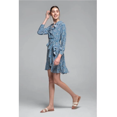 Rumour London Abby Ruffled Silk Wrap Dress With Cherry Blossom Print In Wrap