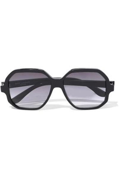 Shop Saint Laurent Woman Square-frame Tortoiseshell Acetate Sunglasses Black