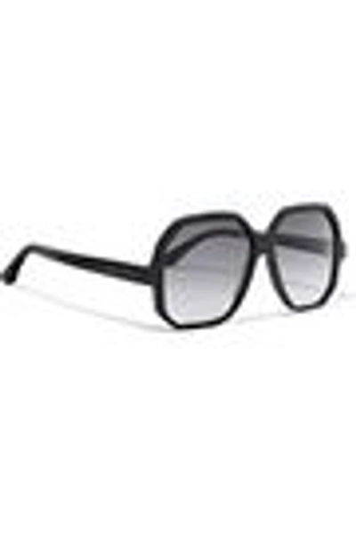 Shop Saint Laurent Woman Square-frame Tortoiseshell Acetate Sunglasses Black