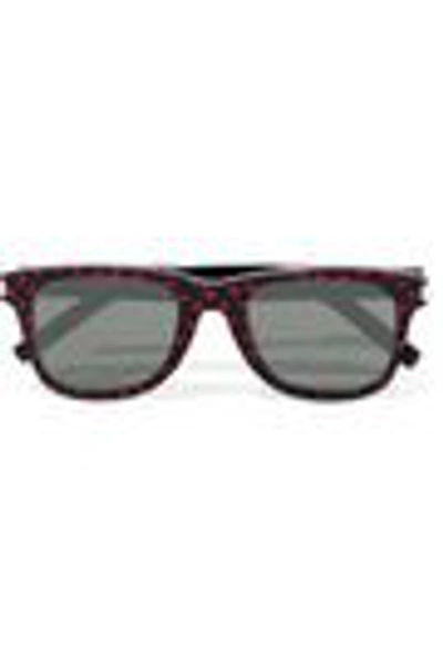 Shop Saint Laurent Woman D-frame Printed Acetate Sunglasses Black
