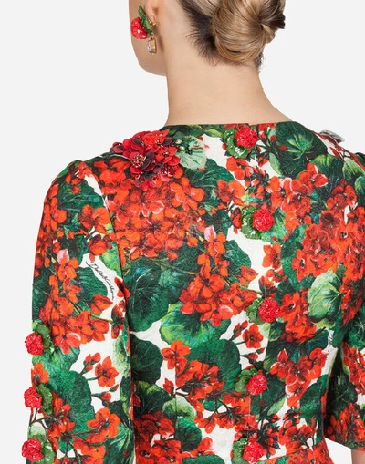 Shop Dolce & Gabbana Short-sleeved Portofino-print Brocade Dress In Floral Print