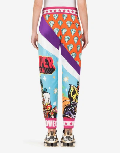 Shop Dolce & Gabbana Jogging Pants With Super Heroine Print In Multi-colored