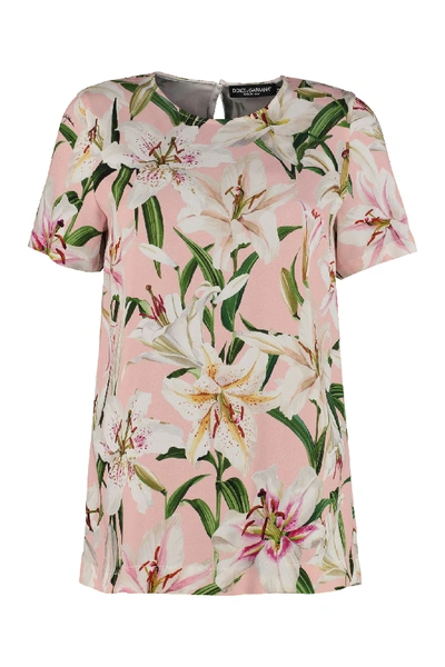Shop Dolce & Gabbana Floral Cady T-shirt In Pink