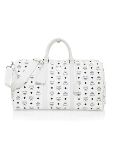 Shop Mcm Traveler Visetos Weekender In White