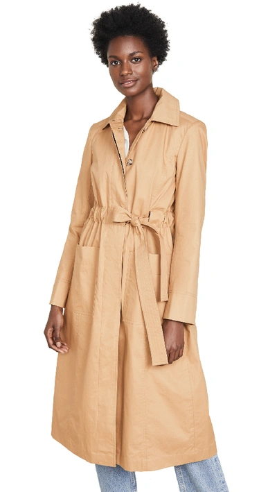 Shop Tory Burch Tie-waist Trench Coat In Dark Sand/black