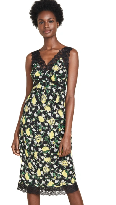 Shop Diane Von Furstenberg Issey Dress In Lemons Collage Black