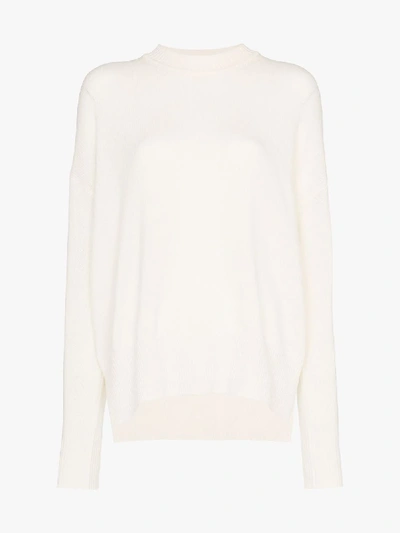 Shop Jil Sander Neutral Knitted Cashmere Sweater Relaxed Fit In Neutrals