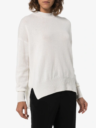 Shop Jil Sander Neutral Knitted Cashmere Sweater Relaxed Fit In Neutrals