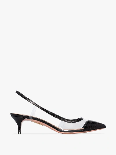 Shop Aquazzura Black Temptation 45 Slingback Pumps