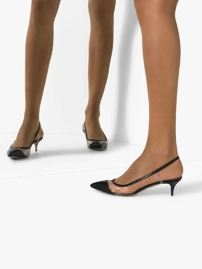 Shop Aquazzura Black Temptation 45 Slingback Pumps