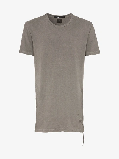 Shop Ksubi Distressed Short Sleeve Cotton T-shirt In Grey