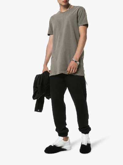 Shop Ksubi Distressed Short Sleeve Cotton T-shirt In Grey