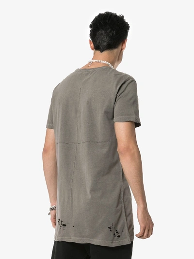 Shop Ksubi Distressed Short Sleeve Cotton T-shirt In Grey