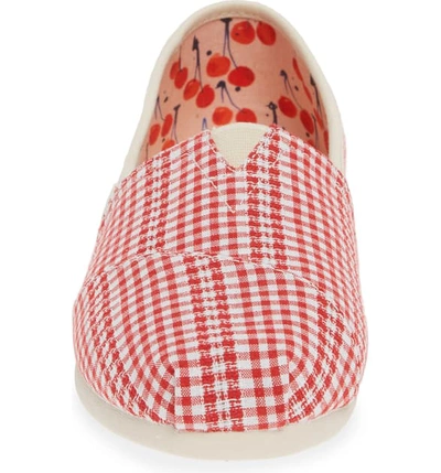 Shop Toms Classic Canvas Slip-on In Cherry Tomato Stripe Fabric