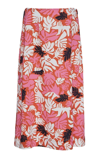 Shop Marni Printed Midi Skirt In Pink