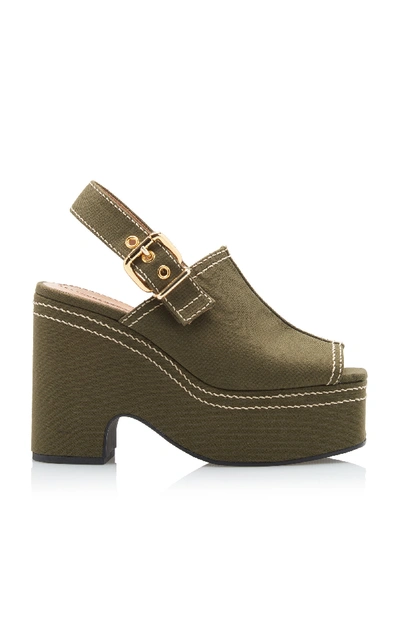 Shop Marni Slingback Wedge Sandals In Green