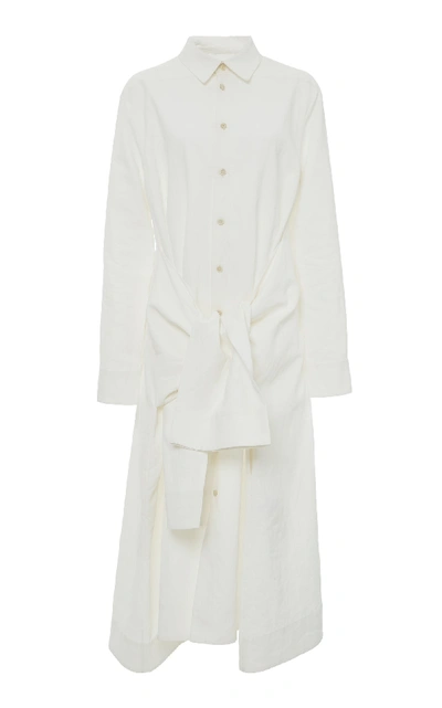 Shop Jil Sander Mattie Tie Front Midi Dress In White