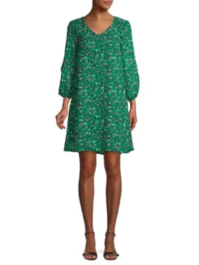 Shop Abs By Allen Schwartz V-neck Floral Shift Dress In Emerald