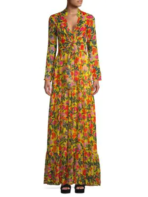 yellow floral long sleeve maxi dress