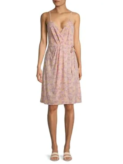 Shop Bcbgeneration Floral Wrap-style Dress In Rose
