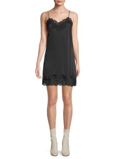 Shop Alice And Olivia Brighton Lace Trimmed Slip Dress In Black