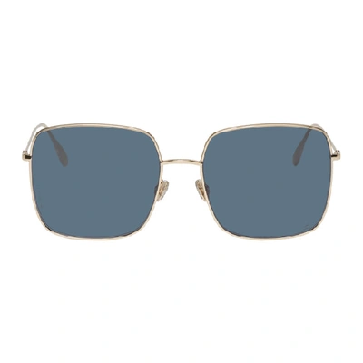 Shop Dior Gold & Blue 'stellaire1' Sunglasses