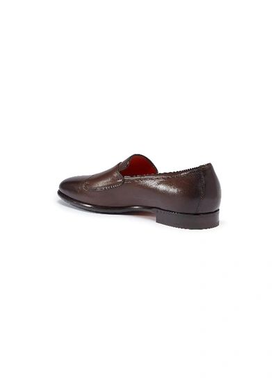 Shop Santoni Double Monk Strap Leather Loafers In Dark Brown