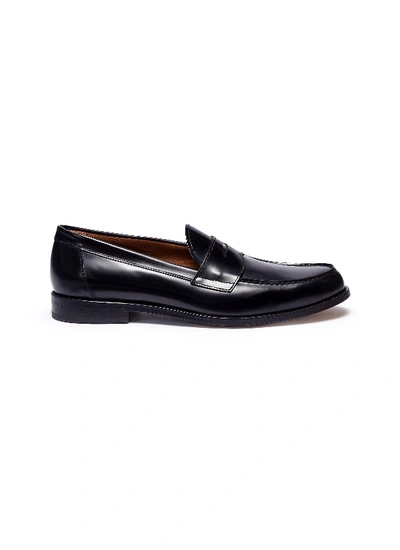 Shop Antonio Maurizi Cordovan Leather Penny Loafers In Black